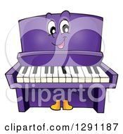 Happy Cartoon Purple Piano Character