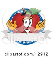 Poster, Art Print Of Red Apple Character Mascot Logo With Stars
