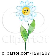 Poster, Art Print Of Happy Cartoon White Daisy Flower Character