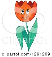 Poster, Art Print Of Happy Cartoon Red Tulip Flower Character