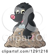 Cute Happy Mole Emerging From A Hole