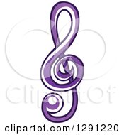 Clipart Of A Cartoon Purple Music Note Clef Royalty Free Vector Illustration by visekart