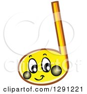 Poster, Art Print Of Happy Cartoon Yellow Music Note Character