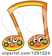 Poster, Art Print Of Happy Cartoon Orange Music Note Characters