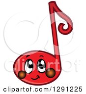 Poster, Art Print Of Happy Cartoon Red Music Note Character