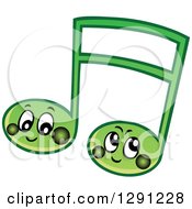 Poster, Art Print Of Happy Cartoon Green Music Note Characters