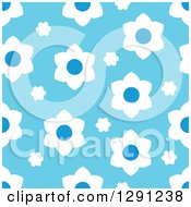 Poster, Art Print Of Seamless Background Pattern Of White And Blue Flowers