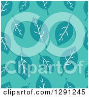 Poster, Art Print Of Seamless Background Pattern Of Teal Leaves On Turquoise