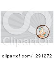 Clipart Of A Cartoon Samurai Warrior Fighting With A Sword And Gray Rays Background Or Business Card Design Royalty Free Illustration