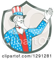 Poster, Art Print Of Retro American Uncle Sam Waving In A Shield