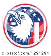 Poster, Art Print Of Bald Eagle Head Emerging From An American Flag Circle
