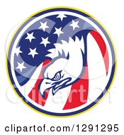 Poster, Art Print Of Bald Eagle Head In A Usa American Flag Circle