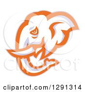 Poster, Art Print Of Retro Orange Blue And White Elephant Head In Profile