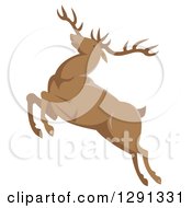 Poster, Art Print Of Retro Leaping Elk Buck