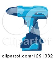 Clipart Of A Blue Cordless Power Drill Royalty Free Vector Illustration