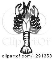 Poster, Art Print Of Woodcut Black And White Crawdad
