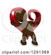 Poster, Art Print Of 3d Brown Man Hugging A Giant Red Valentines Day Love Heart