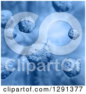 Poster, Art Print Of Blue Background Of 3d Floating Virus Cells
