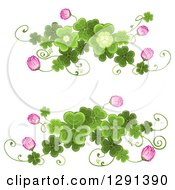 Poster, Art Print Of St Patricks Day Border Design Elements Of Shamrock Clovers And Flowers