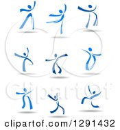 Poster, Art Print Of Blue Ribbon People Dancing With Shadows