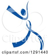 Clipart Of A Blue Ribbon Person Dancing 6 Royalty Free Vector Illustration
