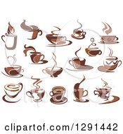 Poster, Art Print Of Two Toned Brown And White Steamy Coffee Cups