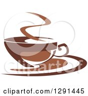 Clipart Of A Two Toned Brown And White Steamy Coffee Cup On A Saucer 26 Royalty Free Vector Illustration