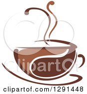Poster, Art Print Of Two Toned Brown And White Steamy Coffee Cup On A Saucer 28