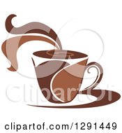 Poster, Art Print Of Two Toned Brown And White Steamy Coffee Cup On A Saucer 29