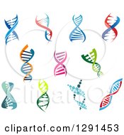 Clipart Of Colorful Dna Double Helix Cloning Strands Royalty Free Vector Illustration