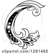 Black And White Vintage Lowercase Floral Letter C