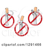 Clipart Of Cigarettes Inside Restricted Symbols Royalty Free Vector Illustration