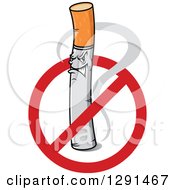Clipart Of A Tough Cigarette Inside A Restricted Symbol Royalty Free Vector Illustration
