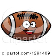 Poster, Art Print Of Happy Brown American Football Character With White Stripes