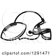 Poster, Art Print Of Black And White American Football And Helmet