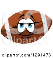 Poster, Art Print Of Happy Brown American Football Character With Blue Eyes And White Stripes