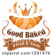 Clipart Of A Croissant With Stars Wheat And A Crown Over Text Royalty Free Vector Illustration