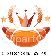 Clipart Of A Golden Croissant With Stars Wheat And A Crown Royalty Free Vector Illustration