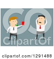 Flat Modern Design Styled White Businessman Getting A Red Card From His Boss Over Blue