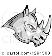 Poster, Art Print Of Fierce Gray Rhinoceros With Red Eyes Facing Right