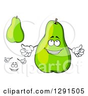 Clipart Of Cartoon Green Pear Arms And A Face Royalty Free Vector Illustration
