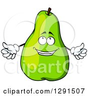 Poster, Art Print Of Cartoon Green Pear Character Looking Up