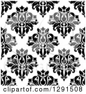 Poster, Art Print Of Seamless Pattern Background Of Black And White Floral Damask 4