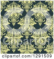 Poster, Art Print Of Seamless Pattern Background Of Vintage Green Floral Damask