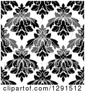Poster, Art Print Of Seamless Pattern Background Of Black And White Floral Damask 6