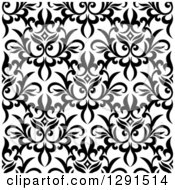 Poster, Art Print Of Seamless Pattern Background Of Black And White Floral Damask 3