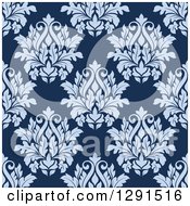 Poster, Art Print Of Seamless Pattern Background Of Vintage Purple Floral Damask On Blue