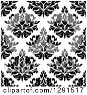 Poster, Art Print Of Seamless Pattern Background Of Black And White Floral Damask 2