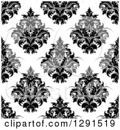 Poster, Art Print Of Seamless Pattern Background Of Black And White Floral Damask