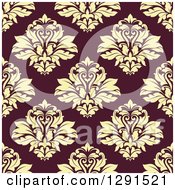 Clipart Of A Seamless Pattern Background Of Vintage Floral Damask Royalty Free Vector Illustration